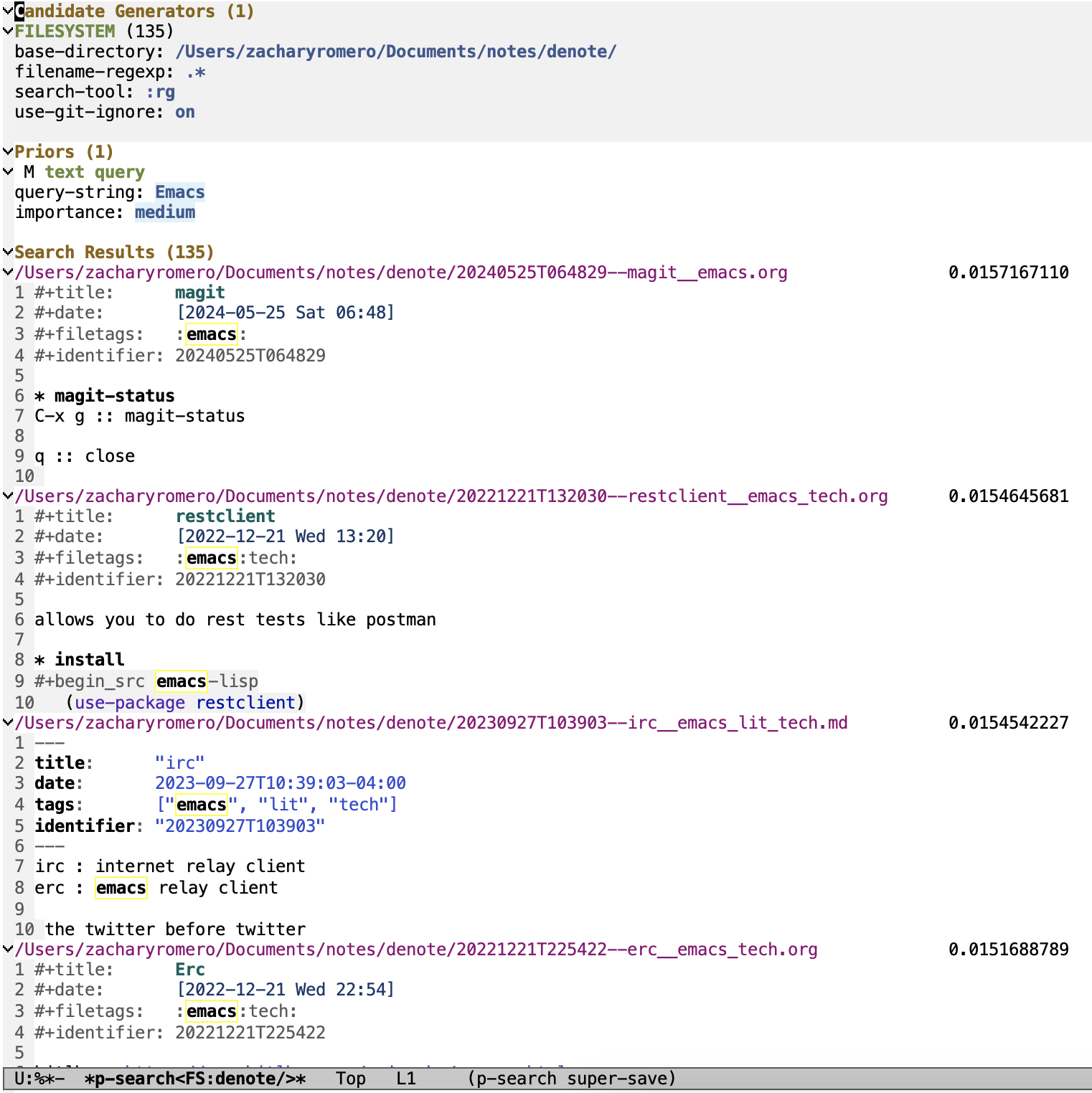 p-search searching for Emacs